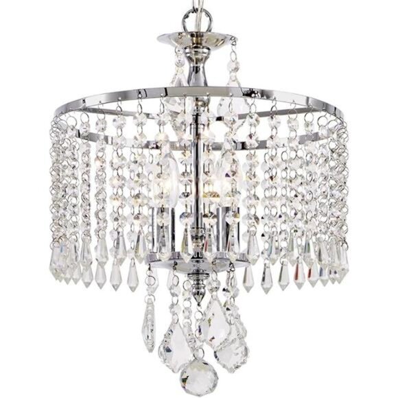HD-1144-I 3-Light Polished Chrome Mini-Chandelier with K9 Hanging Crystals - Picture 2 of 2